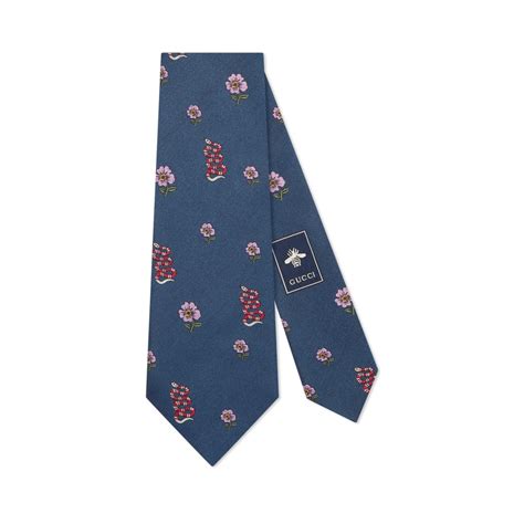 gucci snakes and flowers tie